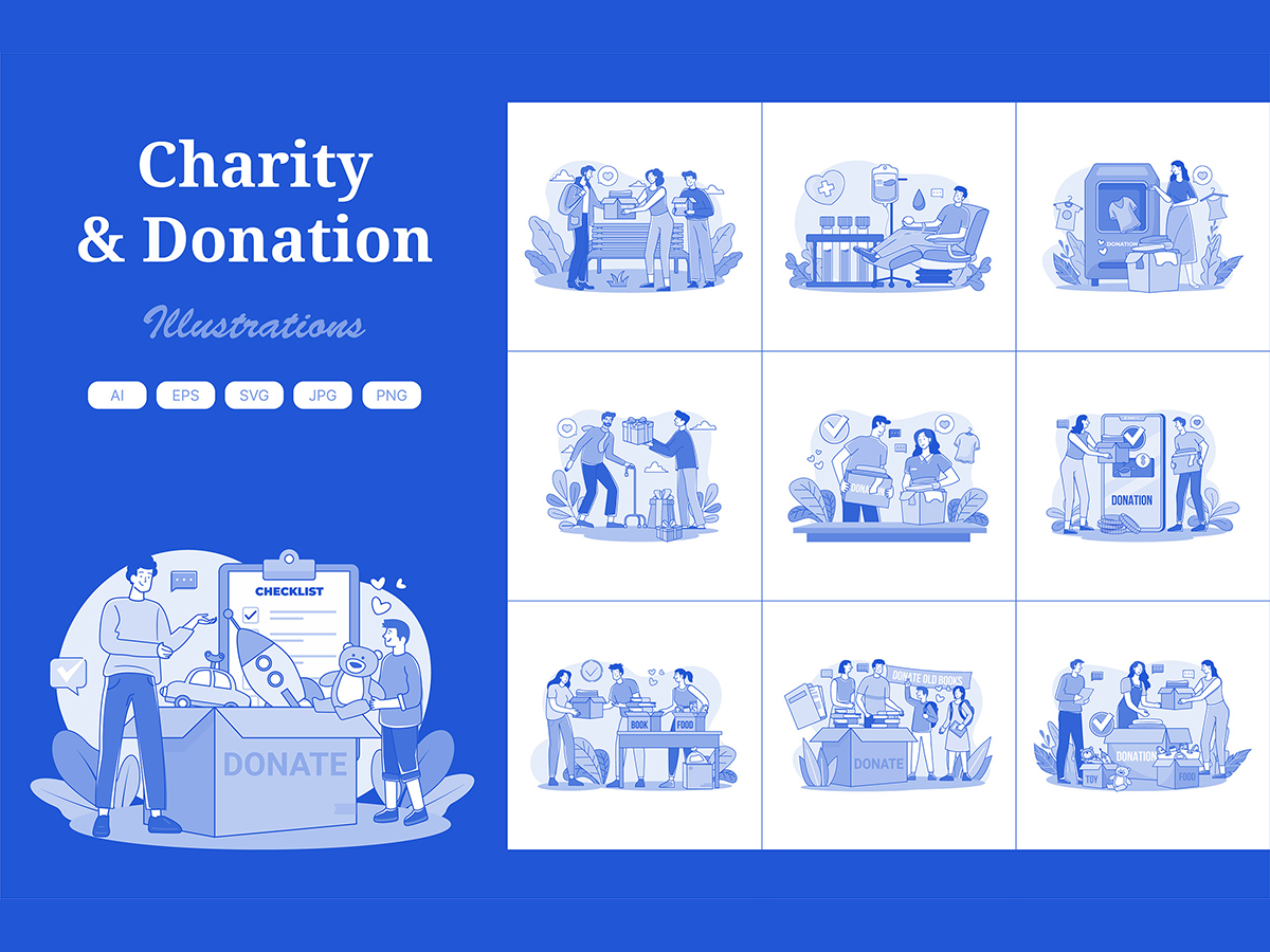 M657_ Charity and Donation Illustration Pack 1