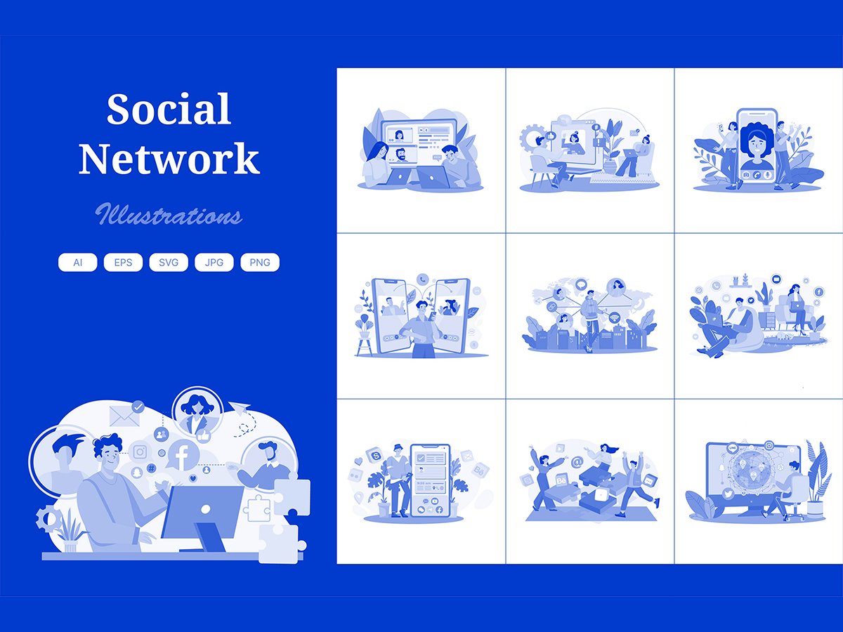 M640_ Social Network Illustration Pack 1