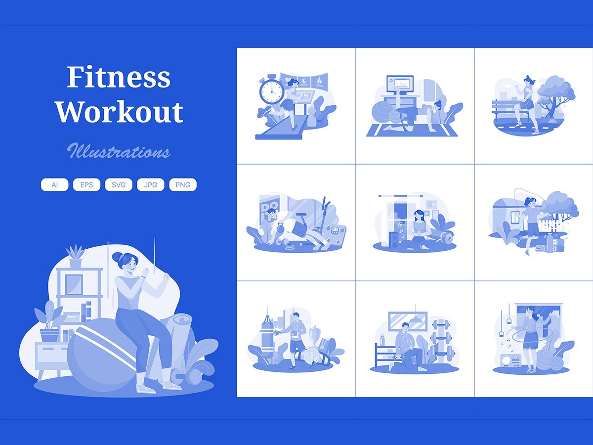 M636_ Fitness Workout Illustration Pack 1