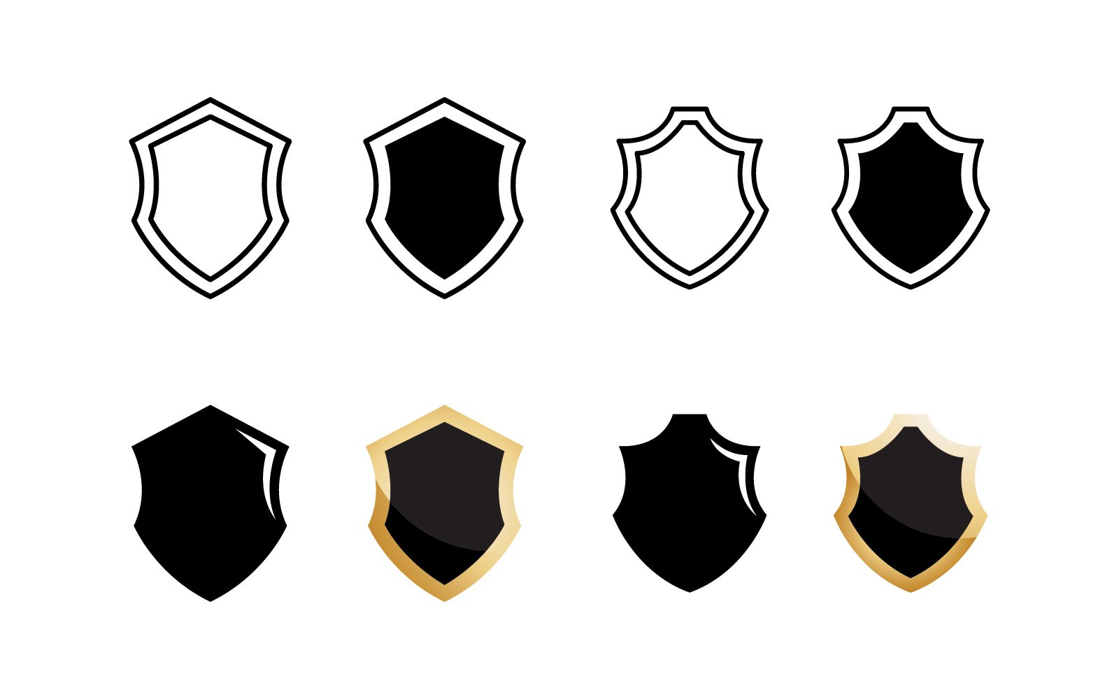Shield or badges symbols icon set  V6