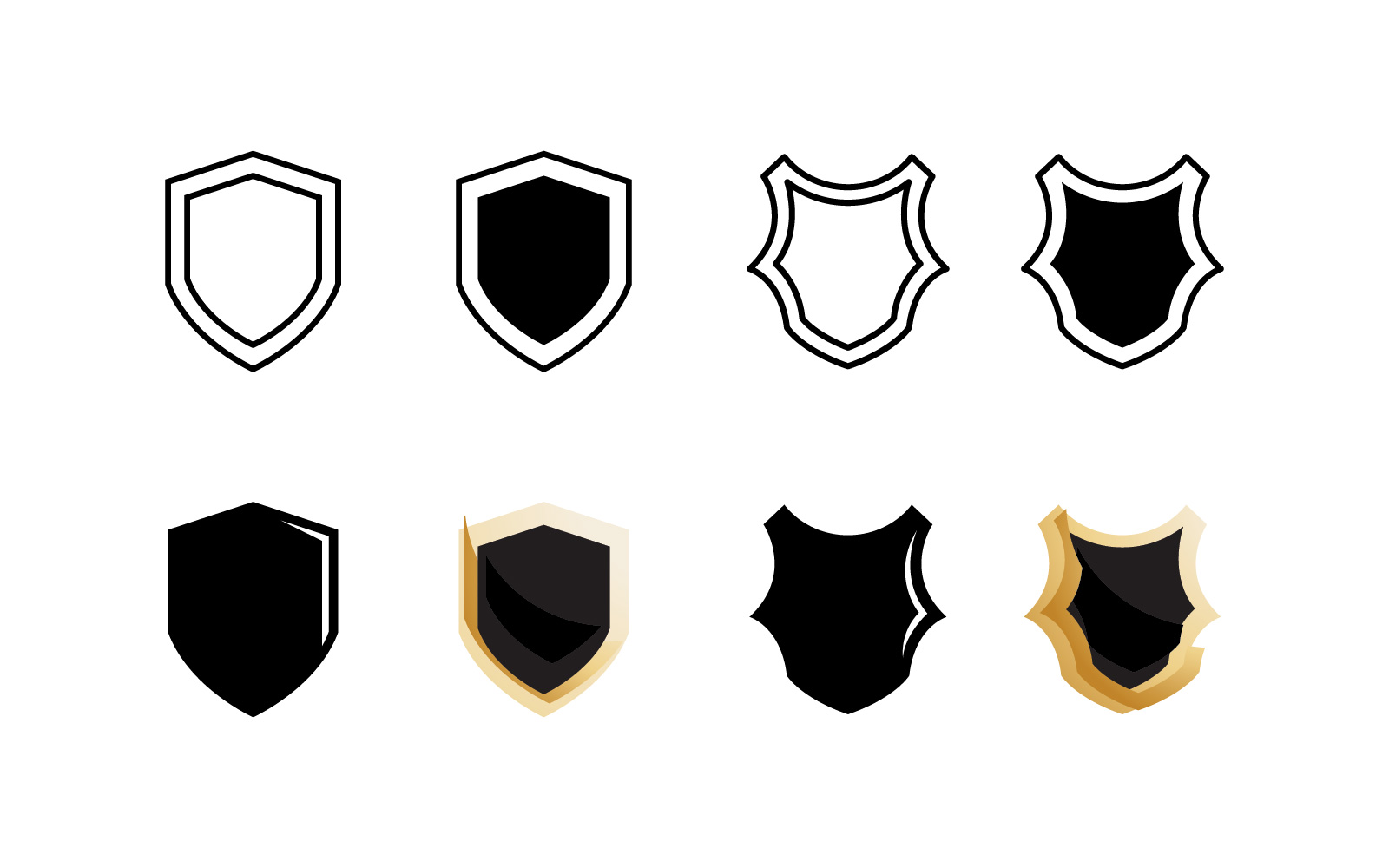 Shield or badges symbols icon set  V7