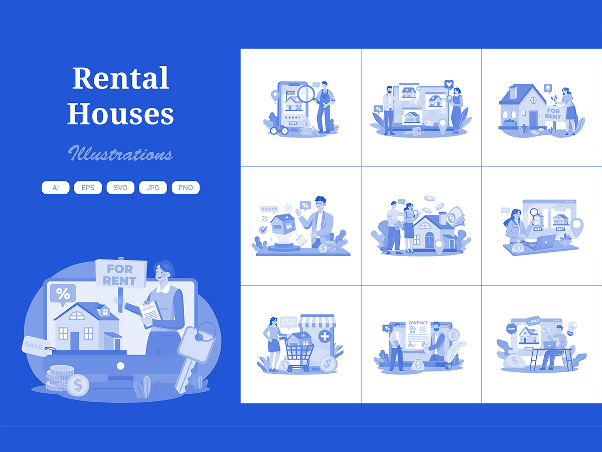 M624_Online Rent Home Illustration Pack