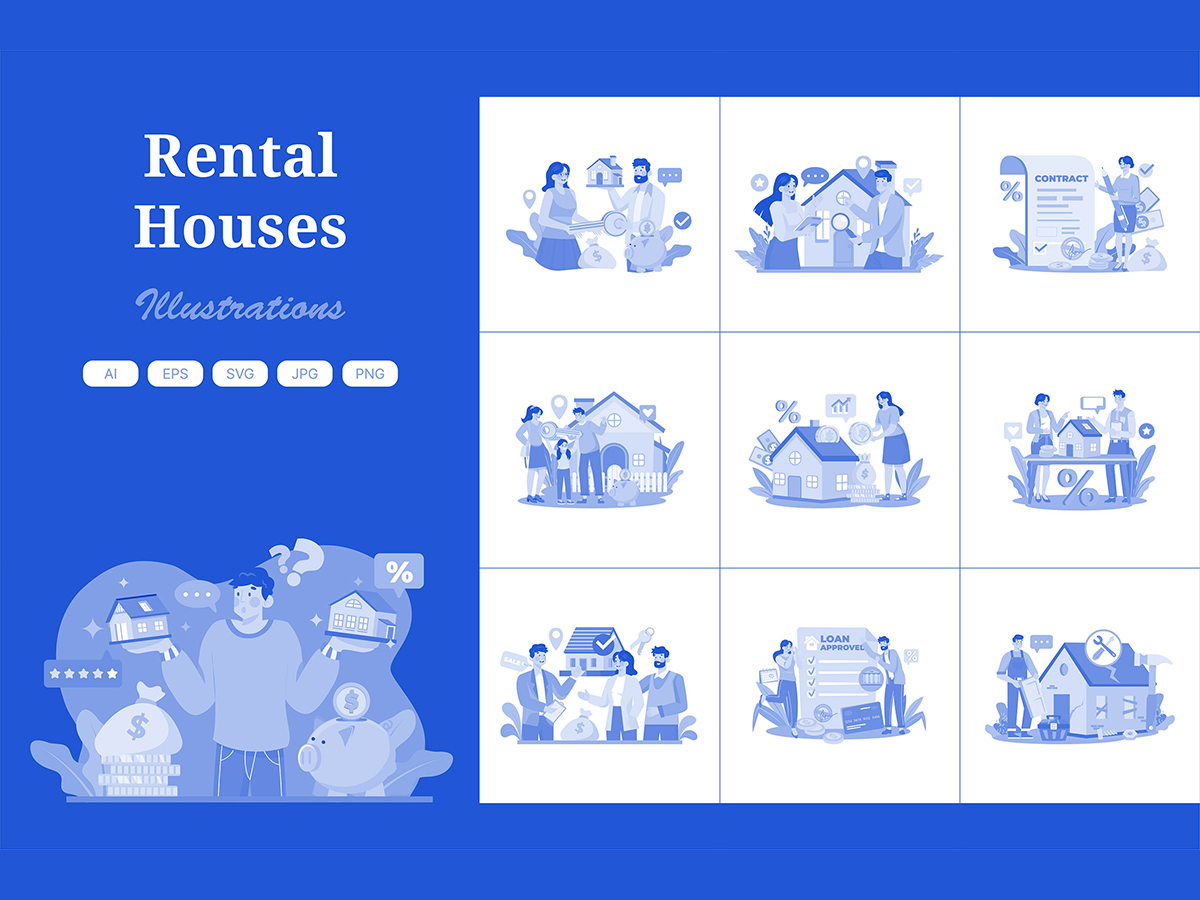 M624_ Online Rent Home Illustration Pack