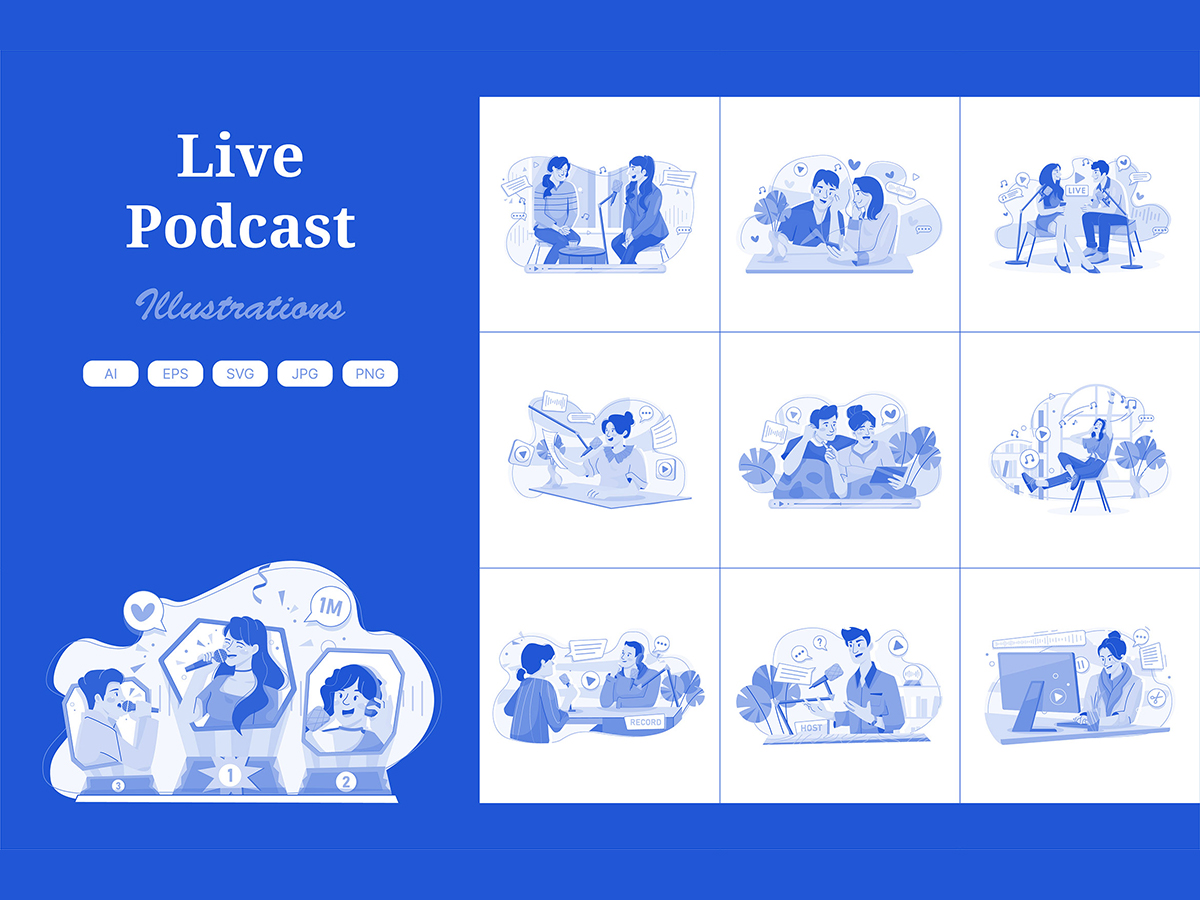 M611_ Live Podcast Illustration Pack 1