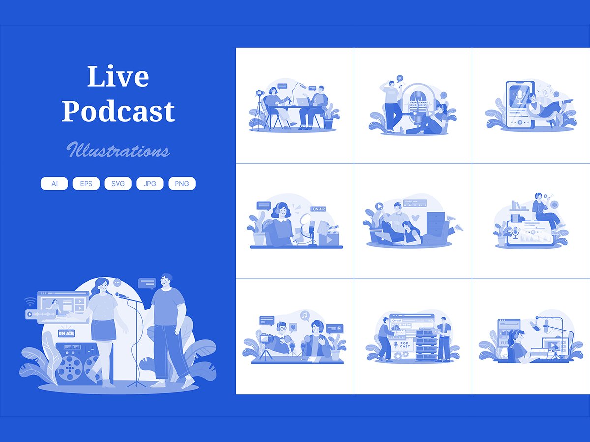 M598_ Live Podcast Illustration Pack 3