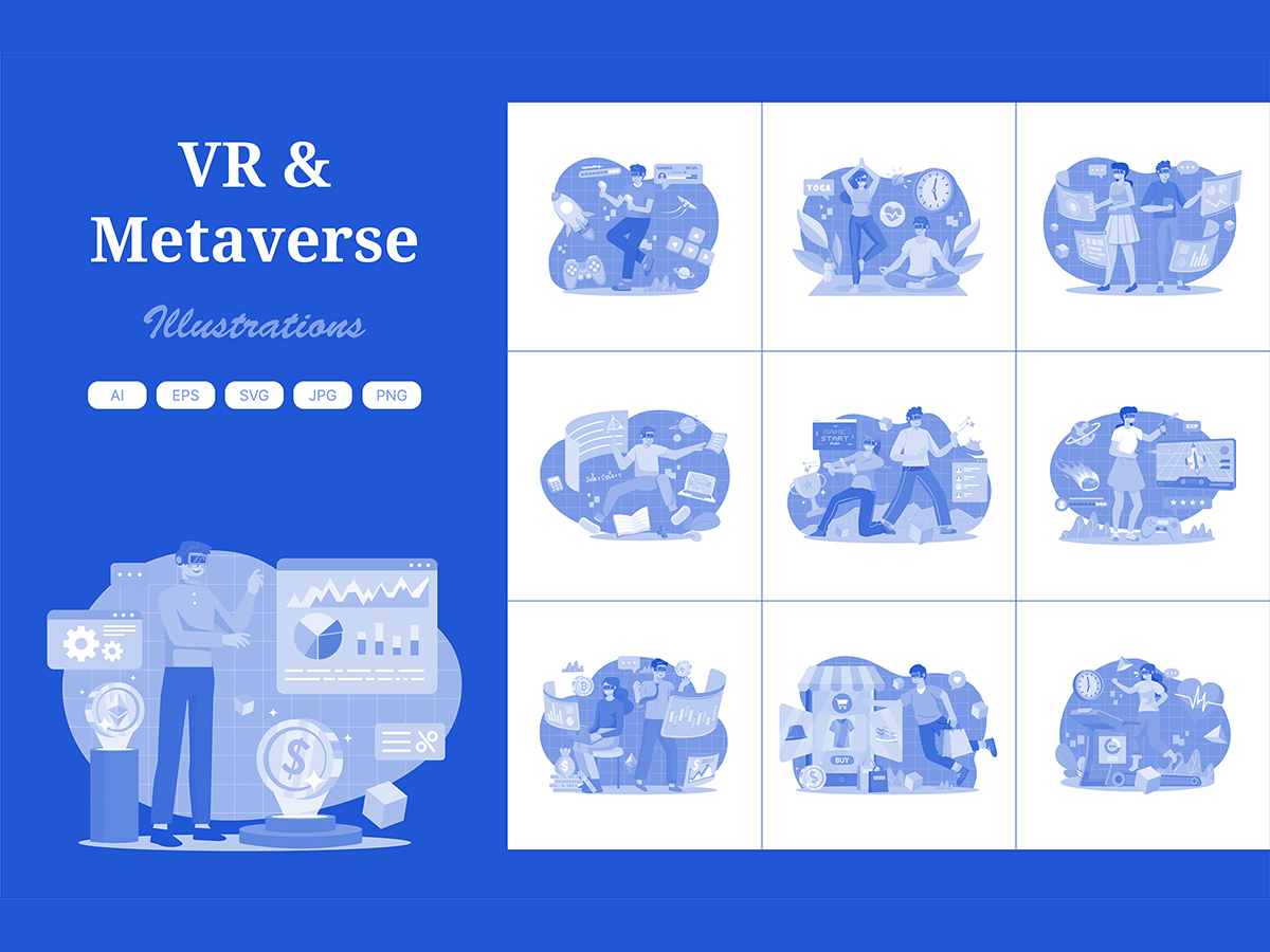 M584_ VR Metaverse Illustration Pack 2