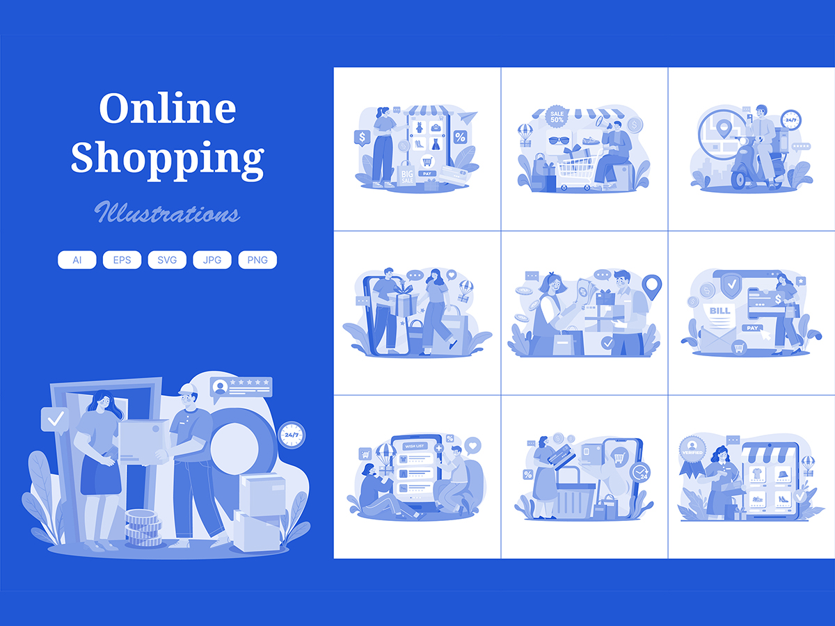 M583_ Online Shopping Illustration Pack 2