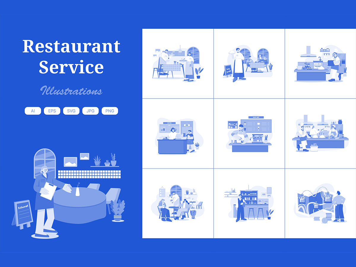 M566_ Restaurant Service Illustration Pack 3