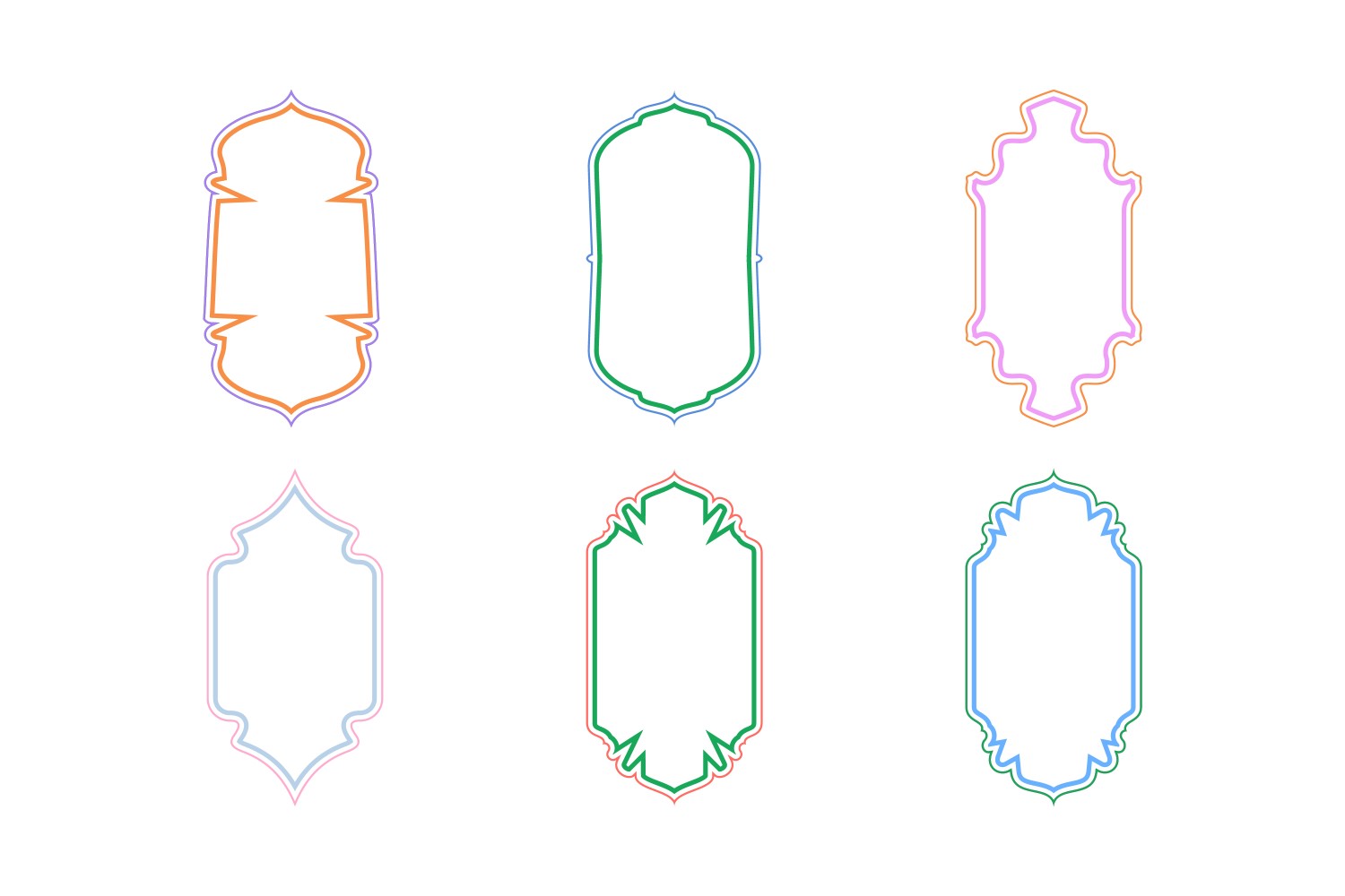 Islamic Vertical Frame Design double lines Set 6 - 18