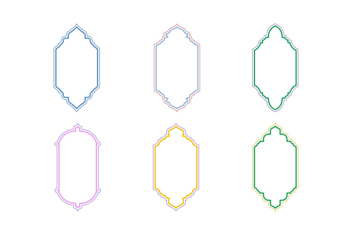 Islamic Vertical Frame Design double lines Set 6 - 28