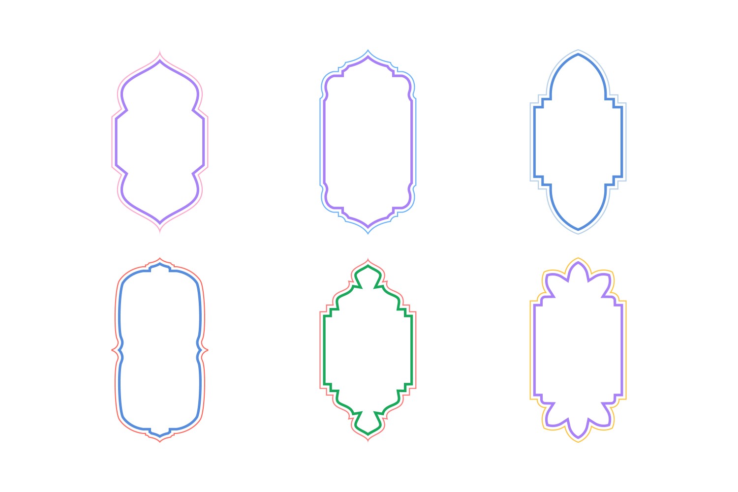 Islamic Vertical Frame Design double lines Set 6 - 34