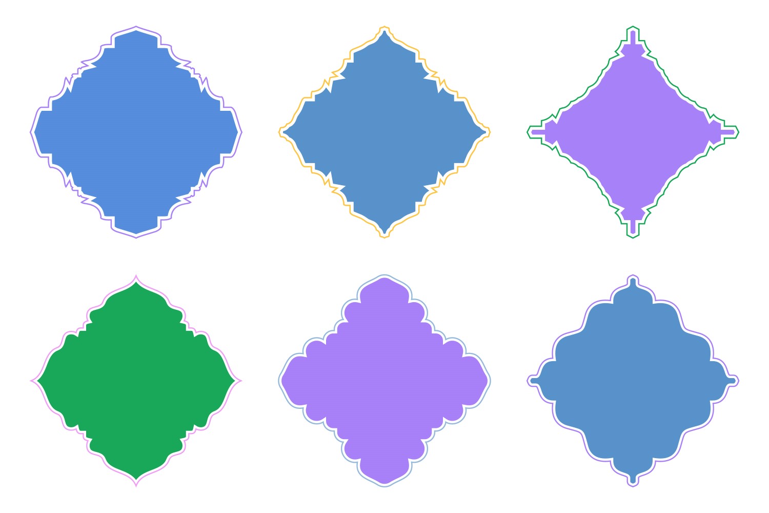 Islamic Emblem Design Glyph with outline Set 6 - 5