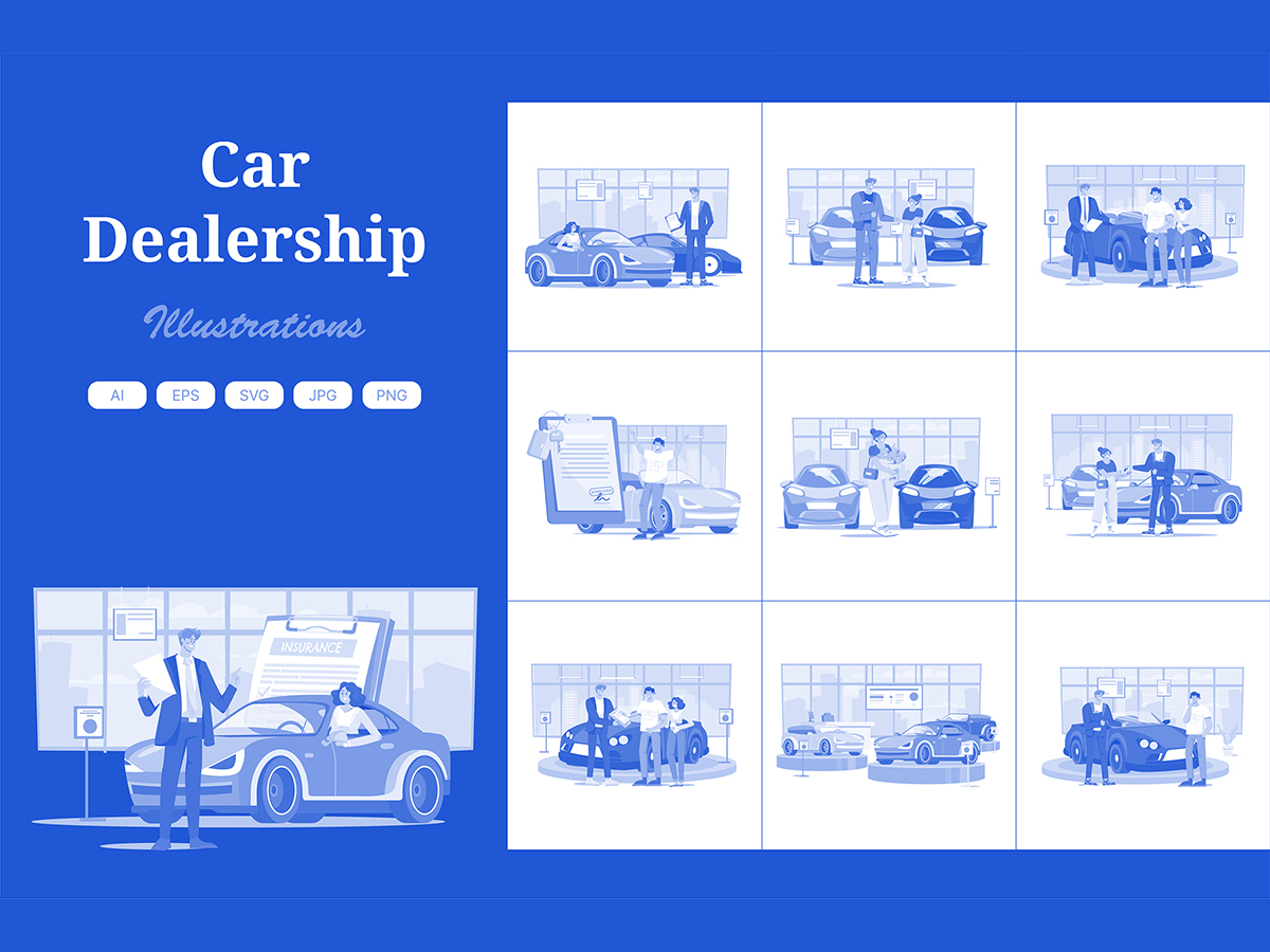 M555_ Car Dealership Illustration Pack 3