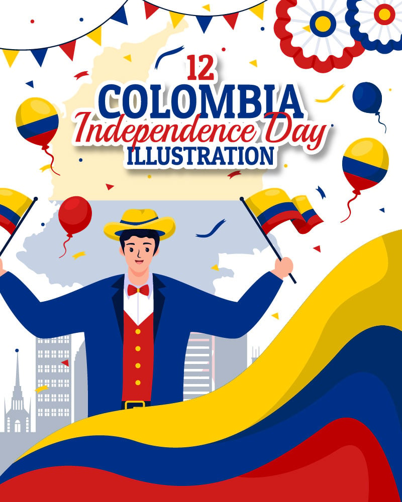 12 Colombia Independence Day Illustration