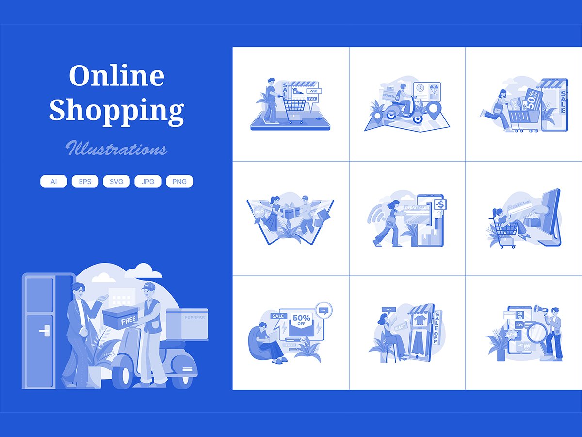 M535_ Shopping Online Illustration Pack 3