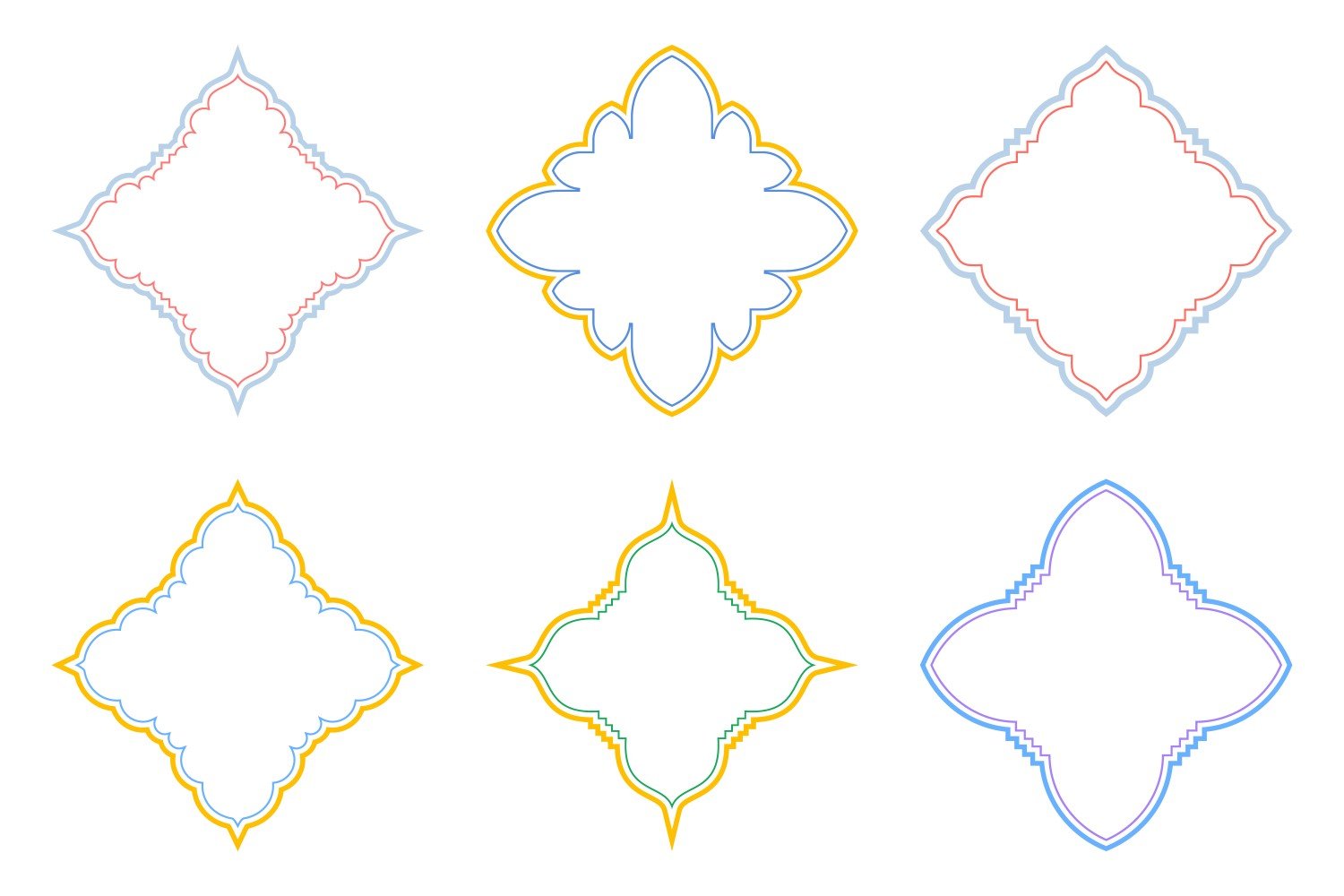 Islamic Emblem Design double lines Set 6 - 6