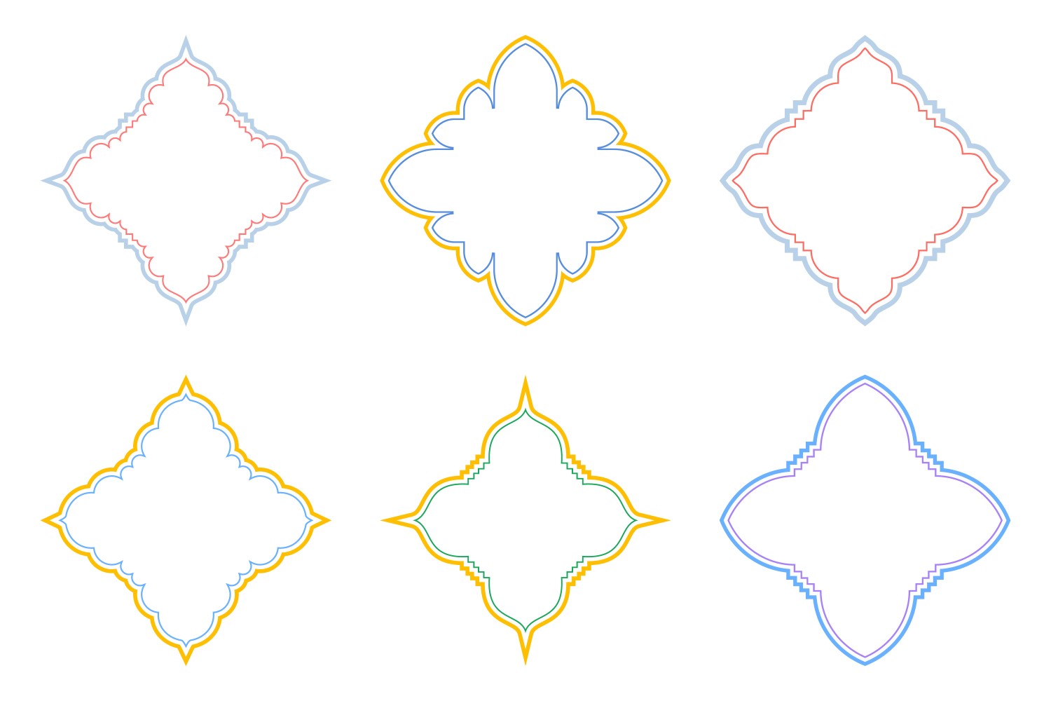 Islamic Emblem Design double lines Set 6 - 6.