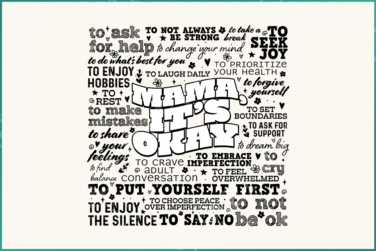 Mama It's Okay PNG, Mother's Day Inspirational Quote, Mental Health Sublimation Design