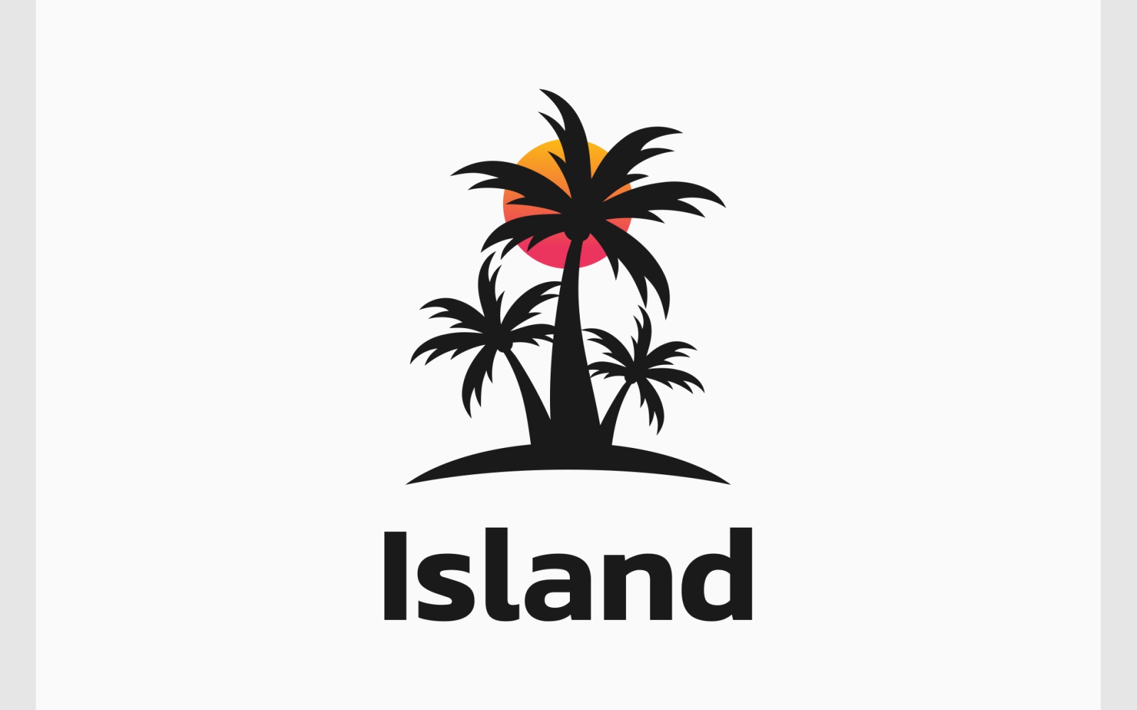 Palm Tree Beach Island Logo