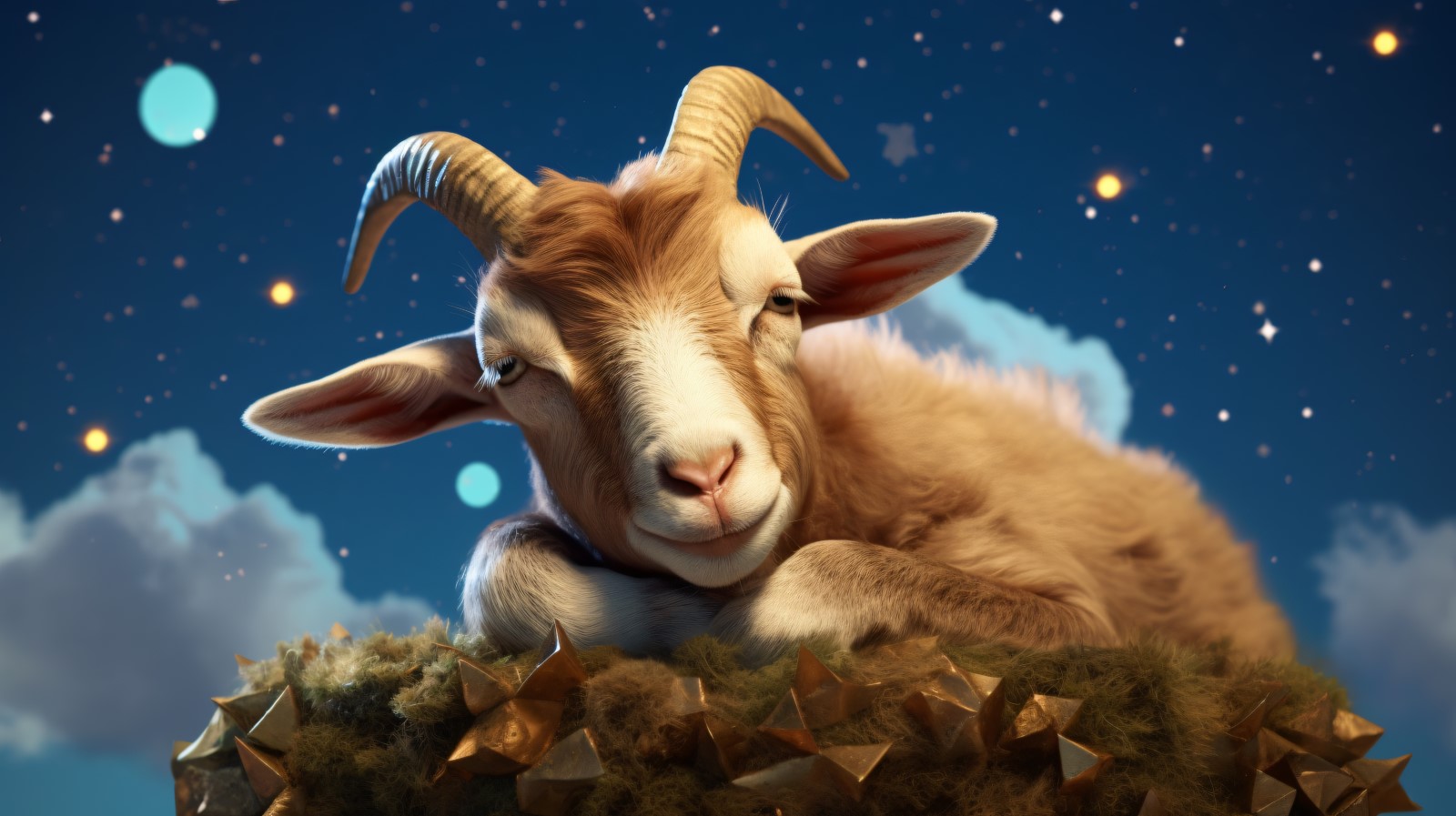 A cute goat sleep on a beautiful cloud 01