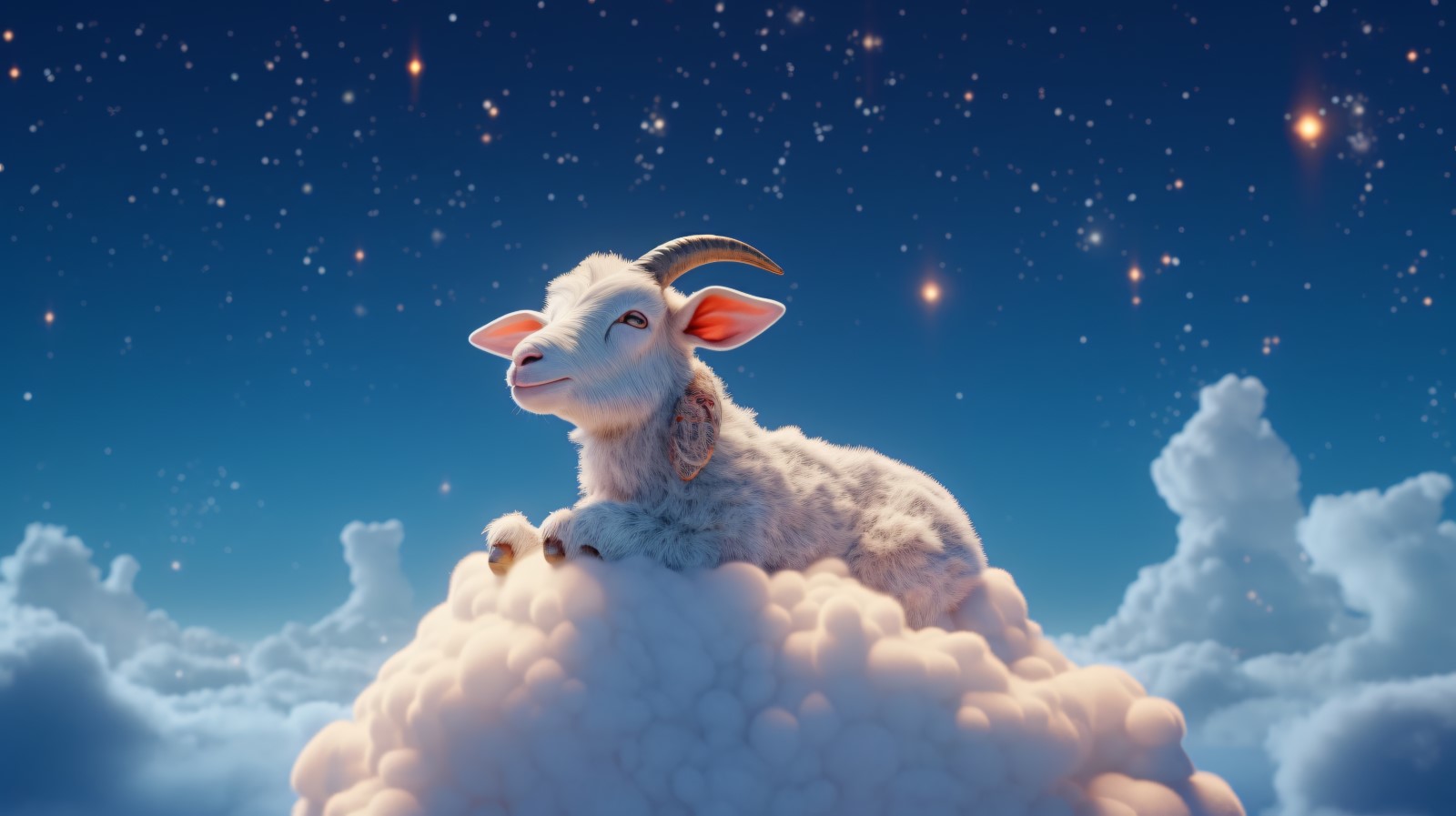 A cute goat sleep on a beautiful cloud 03