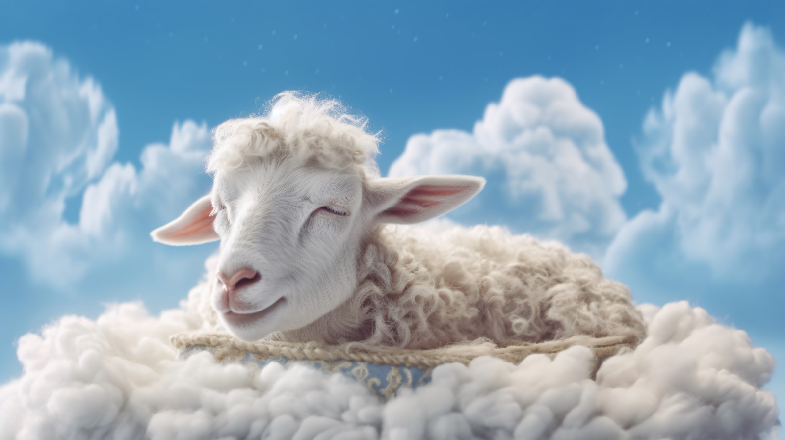 A cute sheep sleep on a beautiful cloud 01