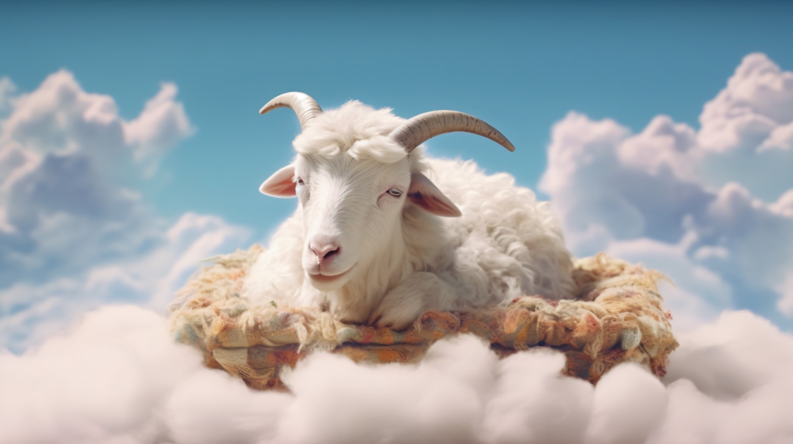 A cute sheep sleep on a beautiful cloud 02