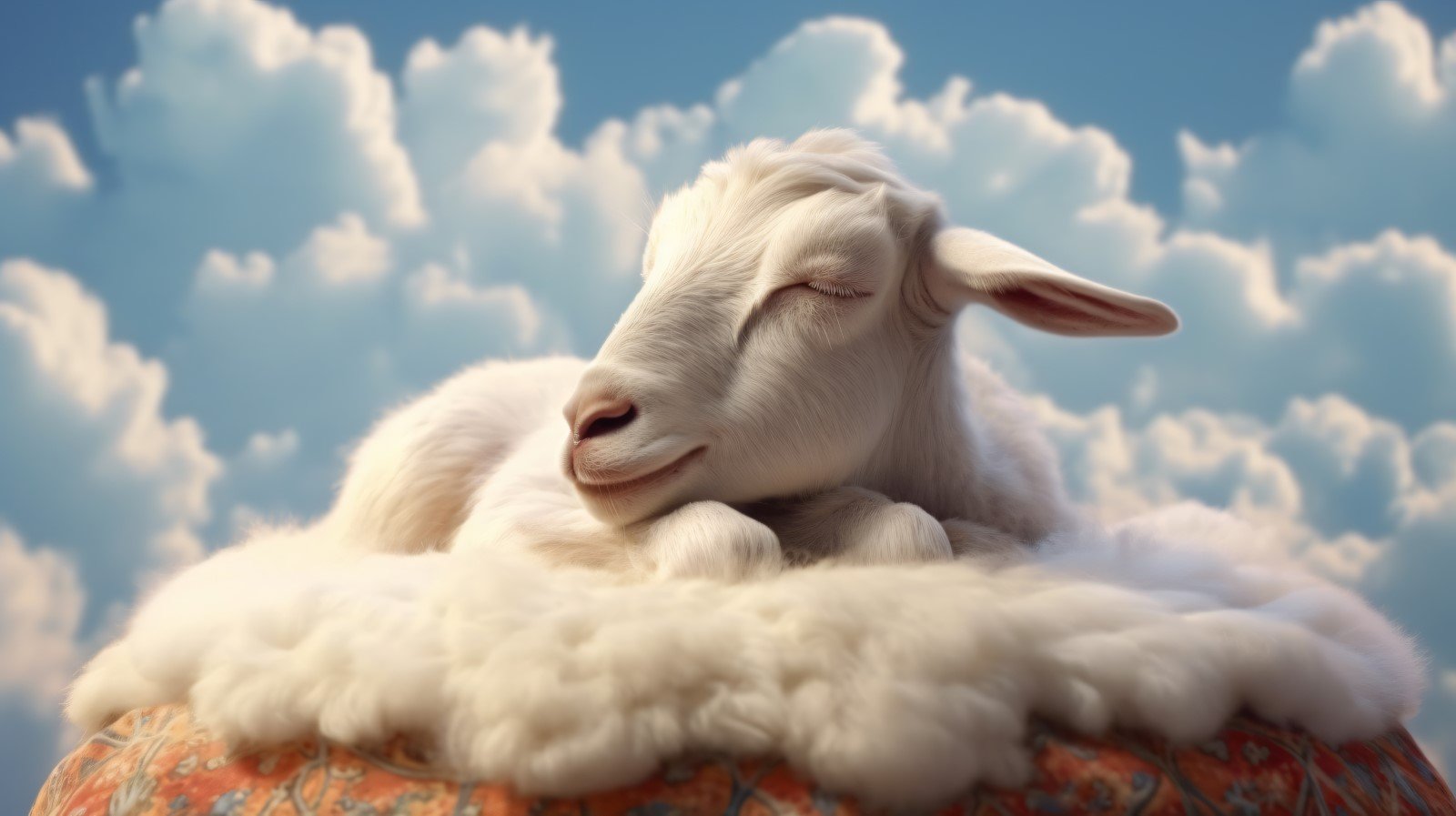 A cute sheep sleep on a beautiful cloud 03