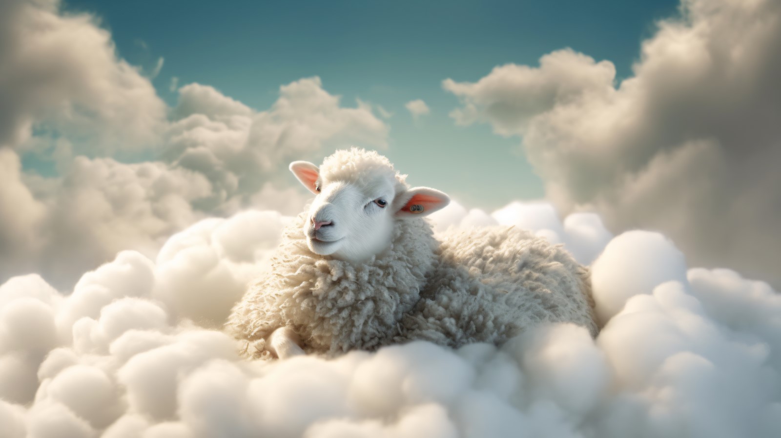 A cute sheep sleep on a beautiful cloud 05