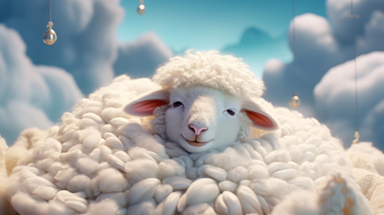 A cute sheep sleep on a beautiful cloud 06