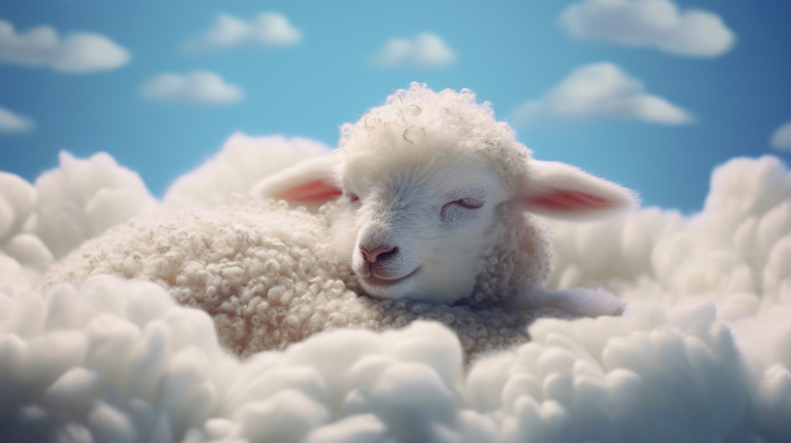 A cute sheep sleep on a beautiful cloud 07