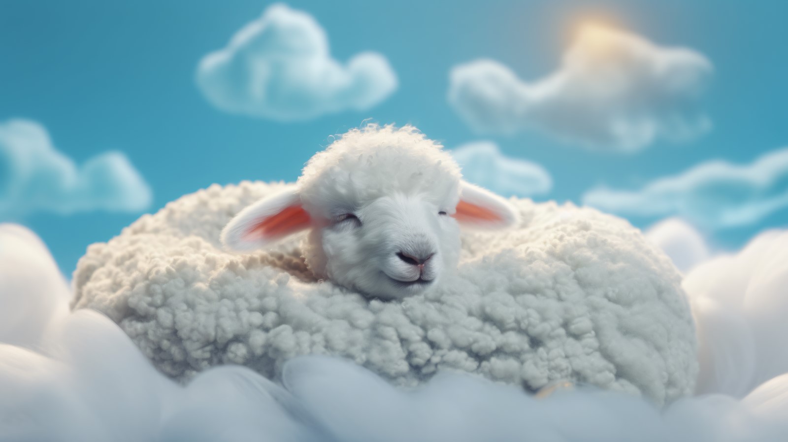 A cute sheep sleep on a beautiful cloud 11