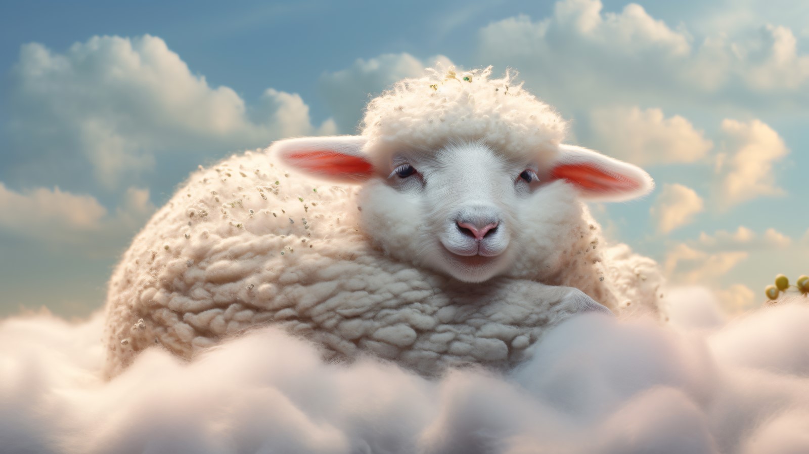 A cute sheep sleep on a beautiful cloud 12