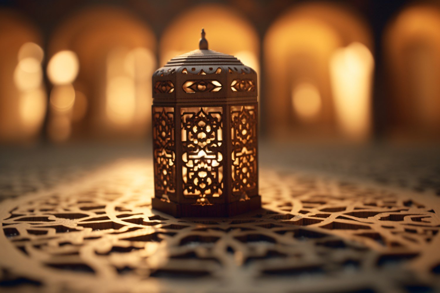 Eid al adha Islamic background, gold close up lantern