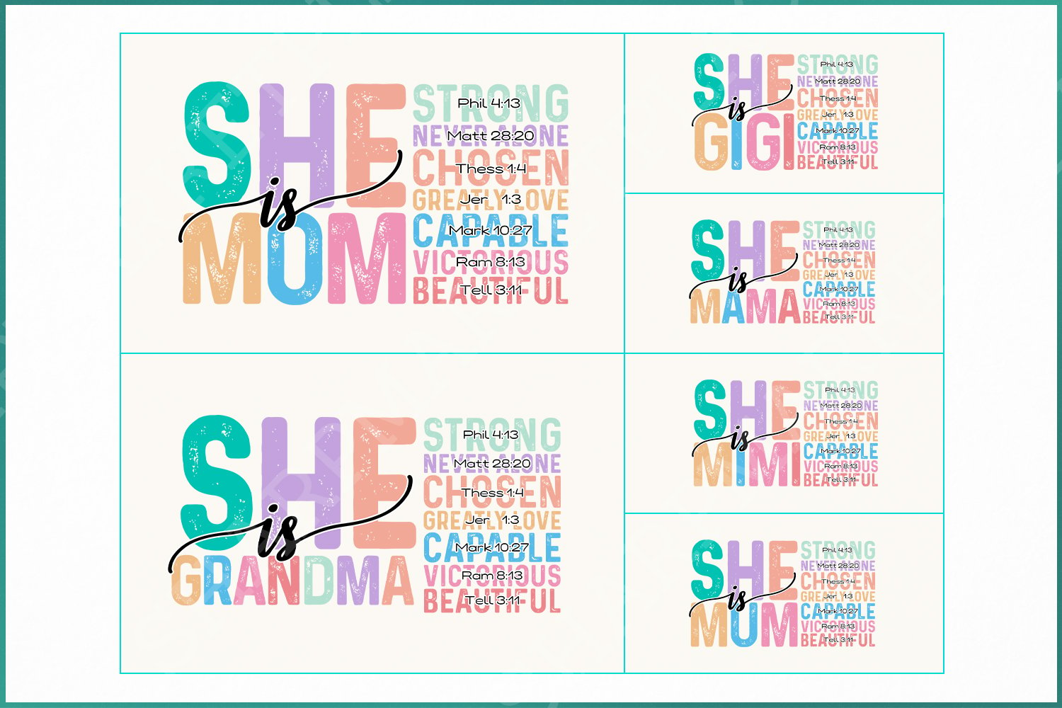 She is Mom PNG Bundle , Empowered Women Quote, Strong Mom Mother's Day PNG