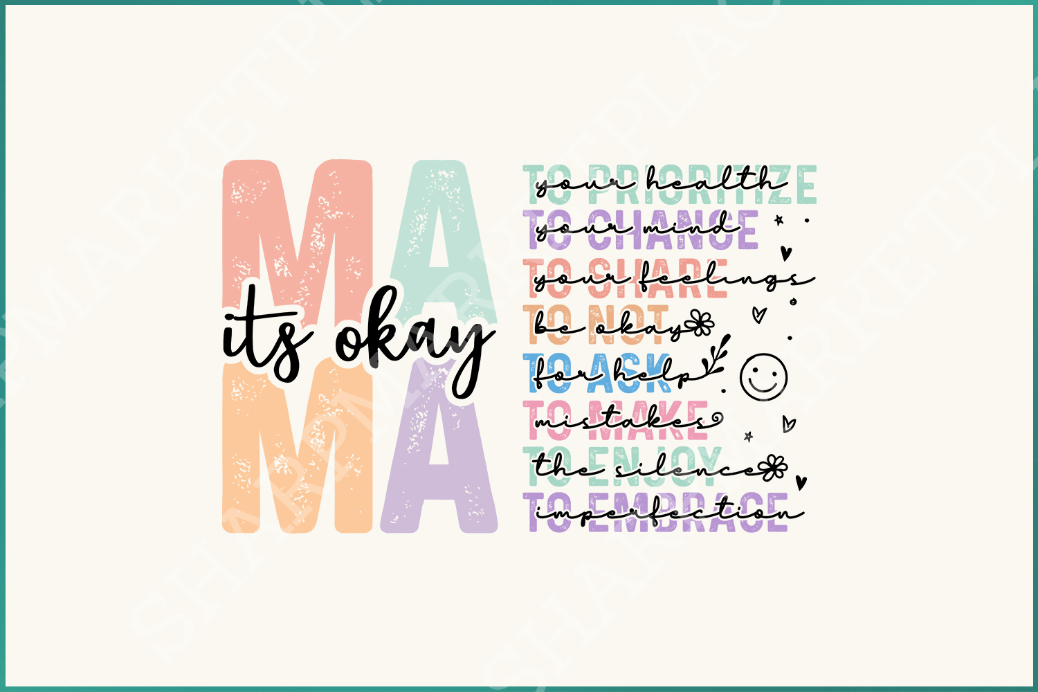 Mama It's Okay PNG, Mental Health Awareness Clipart, Inspirational Mother's Day Sublimation Design