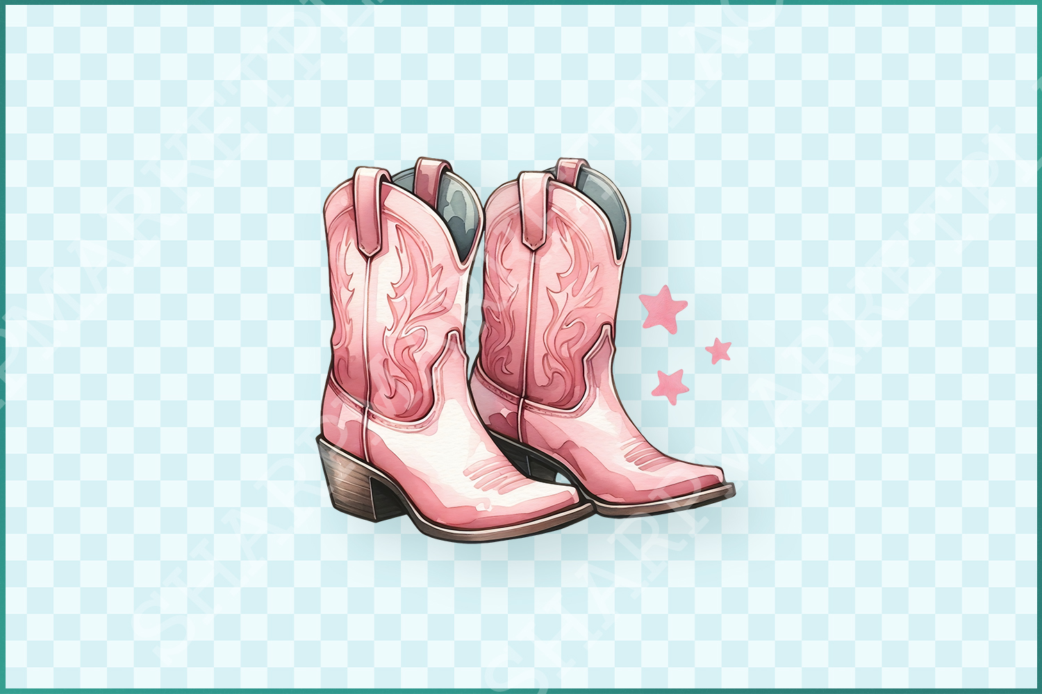 Coquette Cowgirl Boots PNG, Pink Ribbon Tee Design, Western Aesthetic Clipart, Trendy Y2K Graphic