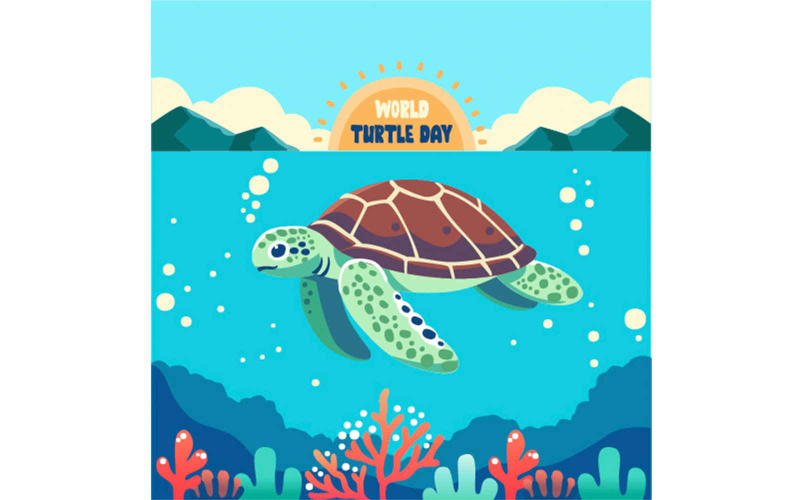 World Turtle Day Background Illustration