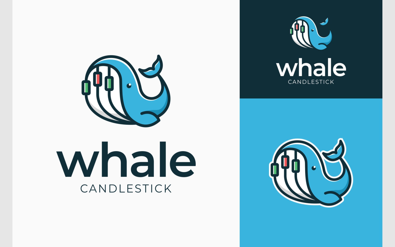 Whale Fish Candlestick Logo