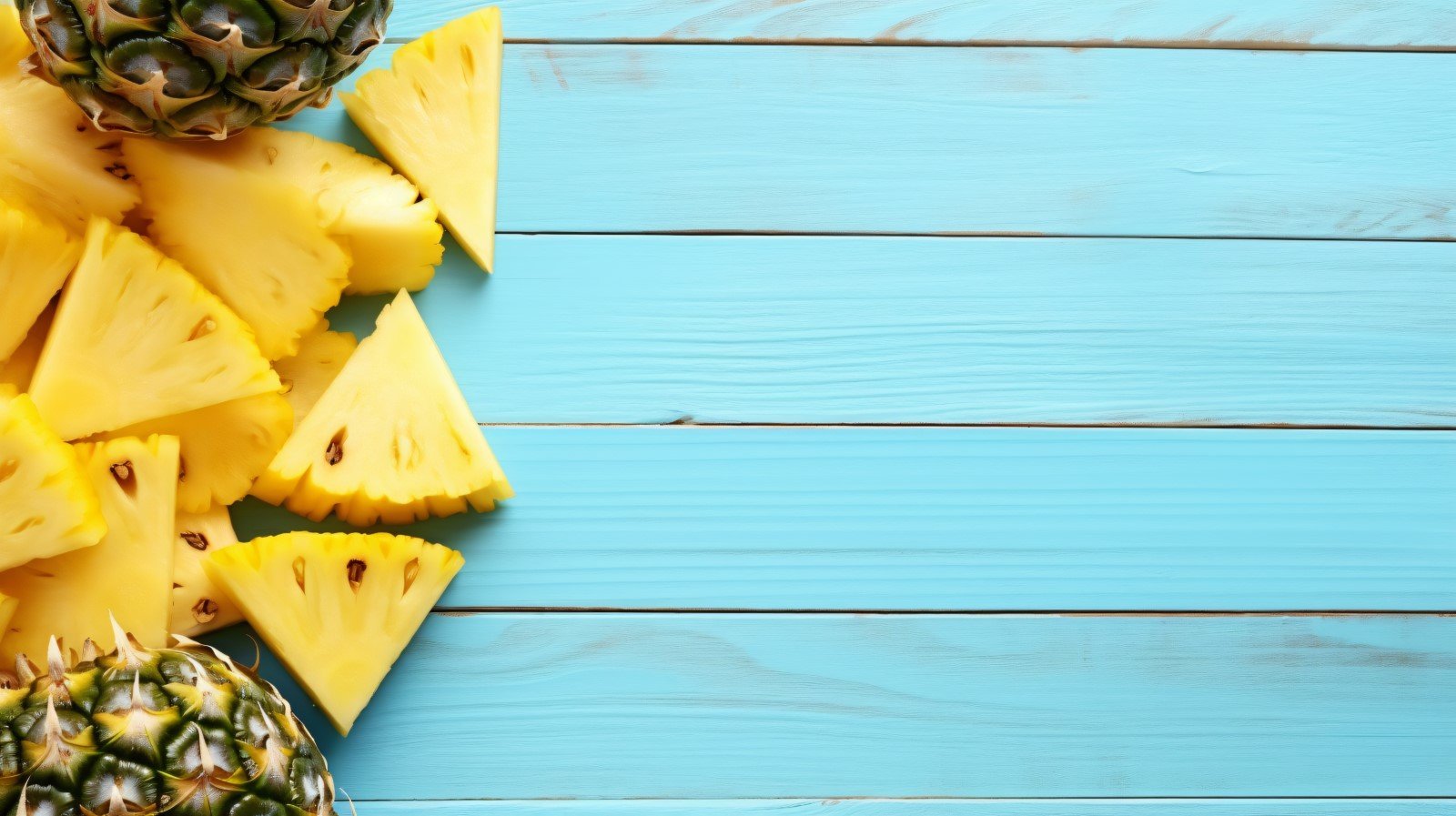 Pineapple on light blue wooden background 010