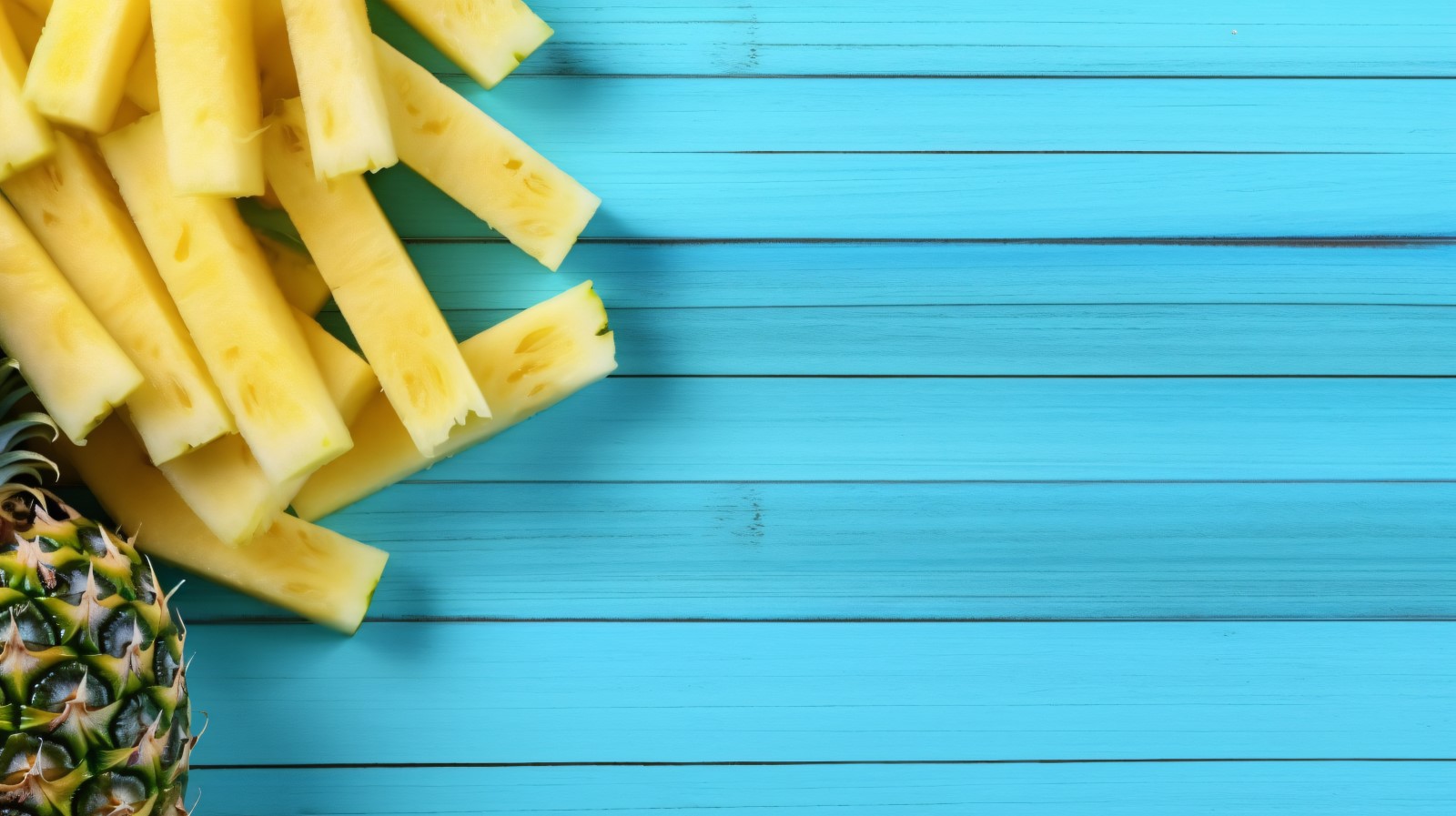 Pineapple on light blue wooden background 012