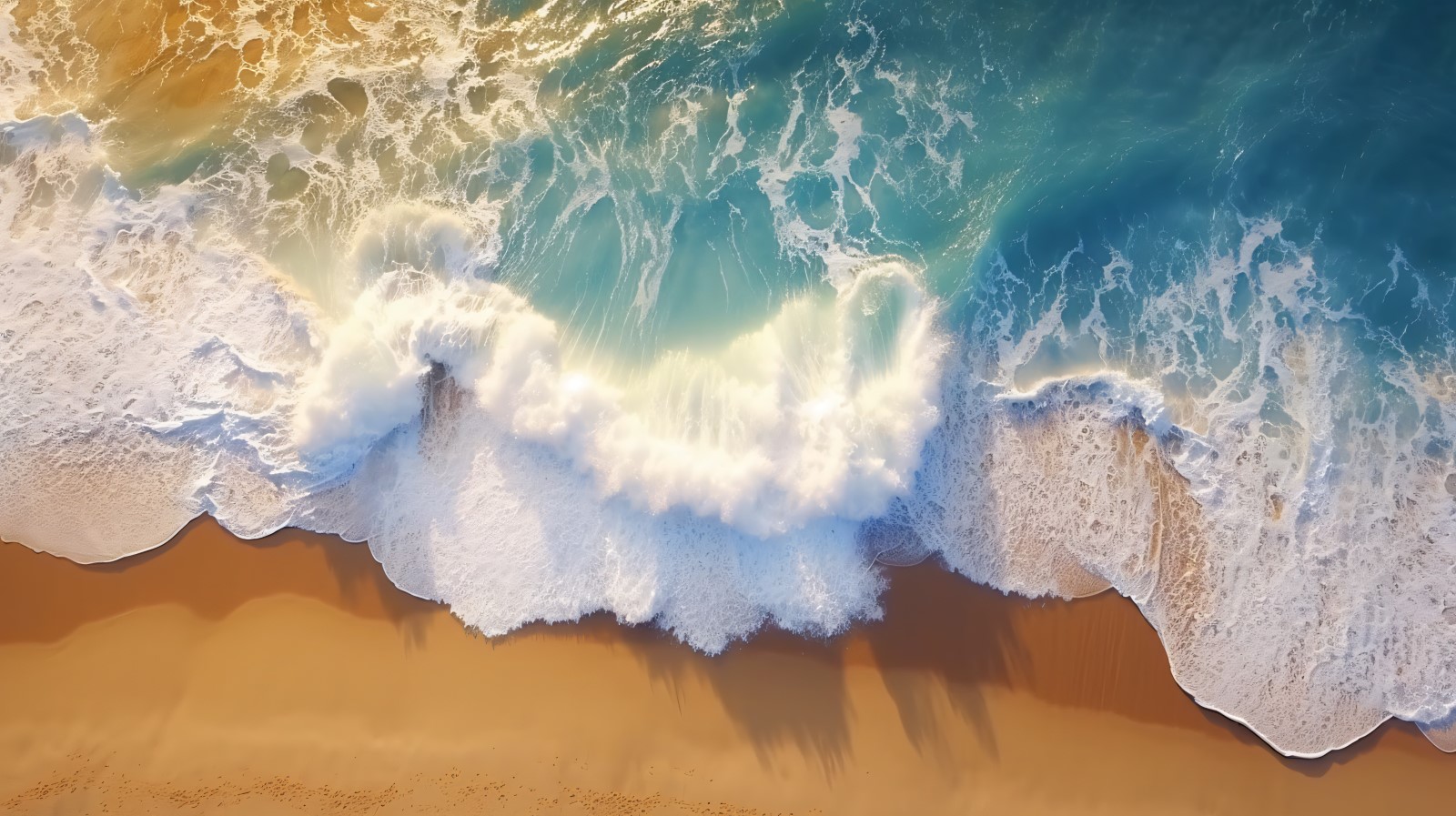 Beach scene waves surf with blue ocean sea island Aereal 018