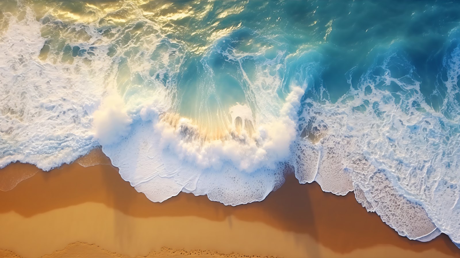 Beach scene waves surf with blue ocean sea island Aereal 019