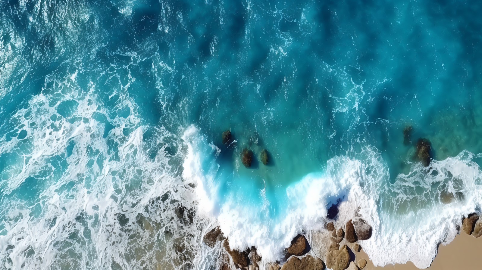 Beach scene waves surf with blue ocean sea island Aereal 020