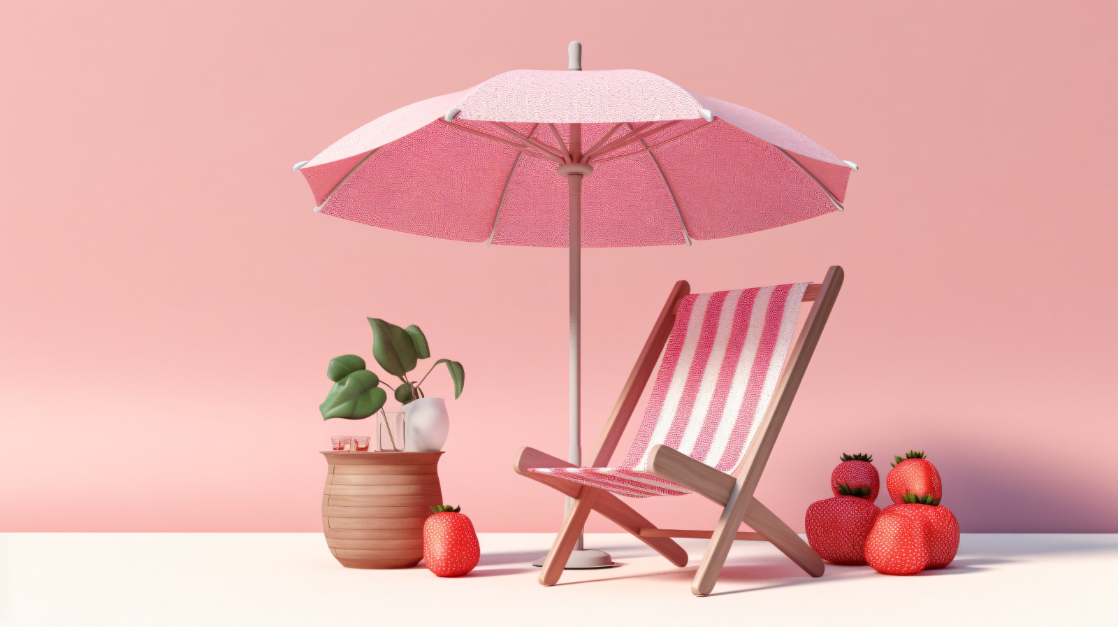 Beach summer Outdoor Beach chair with pink umbrella 241