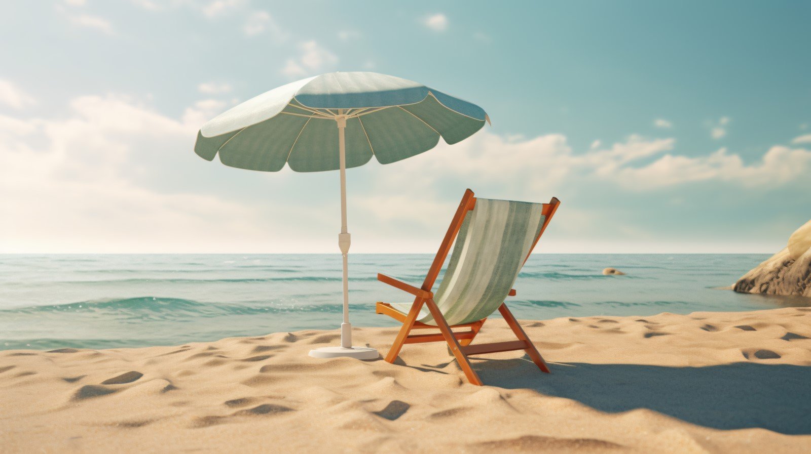 Beach summer Outdoor Beach chair with umbrella sunny day 260