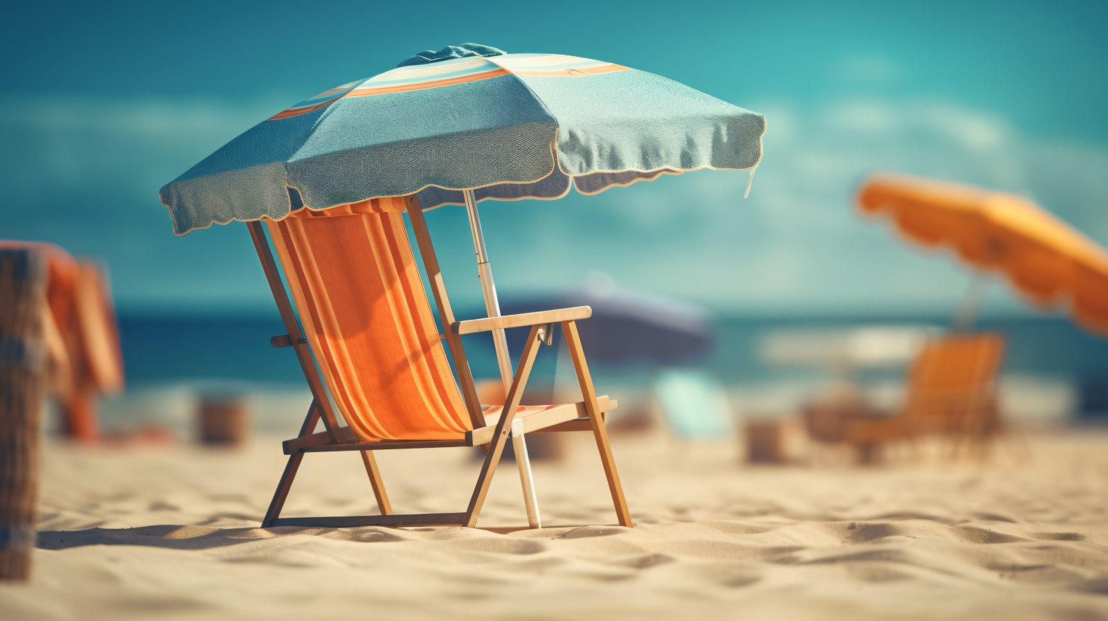 Beach summer Outdoor Beach chair with umbrella sunny day 261