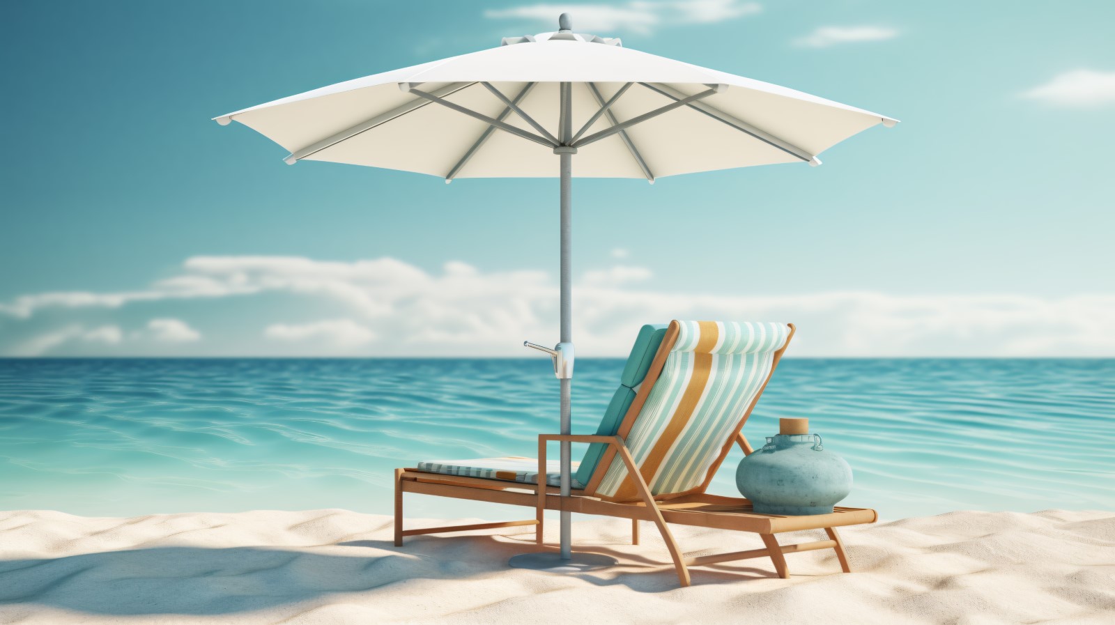 Beach summer Outdoor Beach chair with umbrella sunny day 262