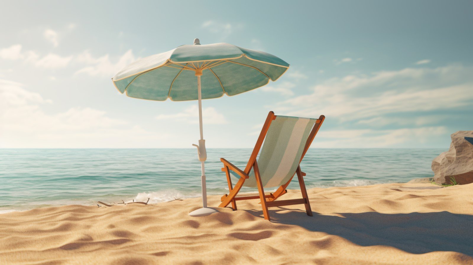 Beach summer Outdoor Beach chair with umbrella sunny day 264