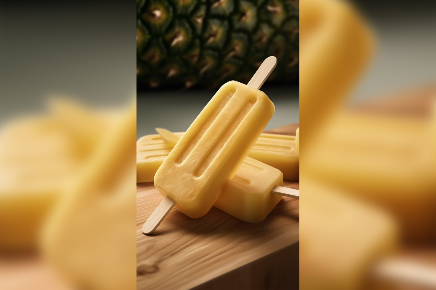 Pineapple popsicle on wooden background summer fruit concept 270